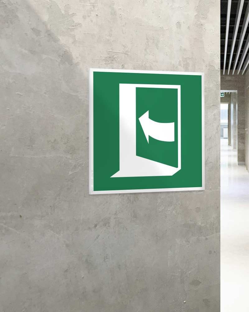 Stickershop - Vrata se otvaraju guranjem – leva strana – ISO E022
