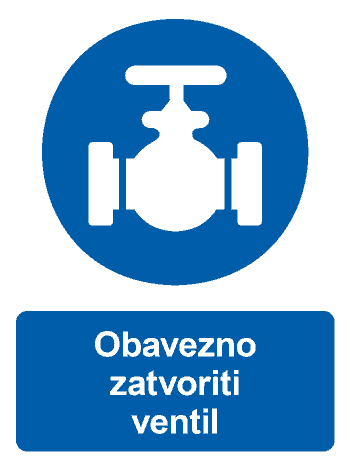 Obavezno zatvoriti ventil