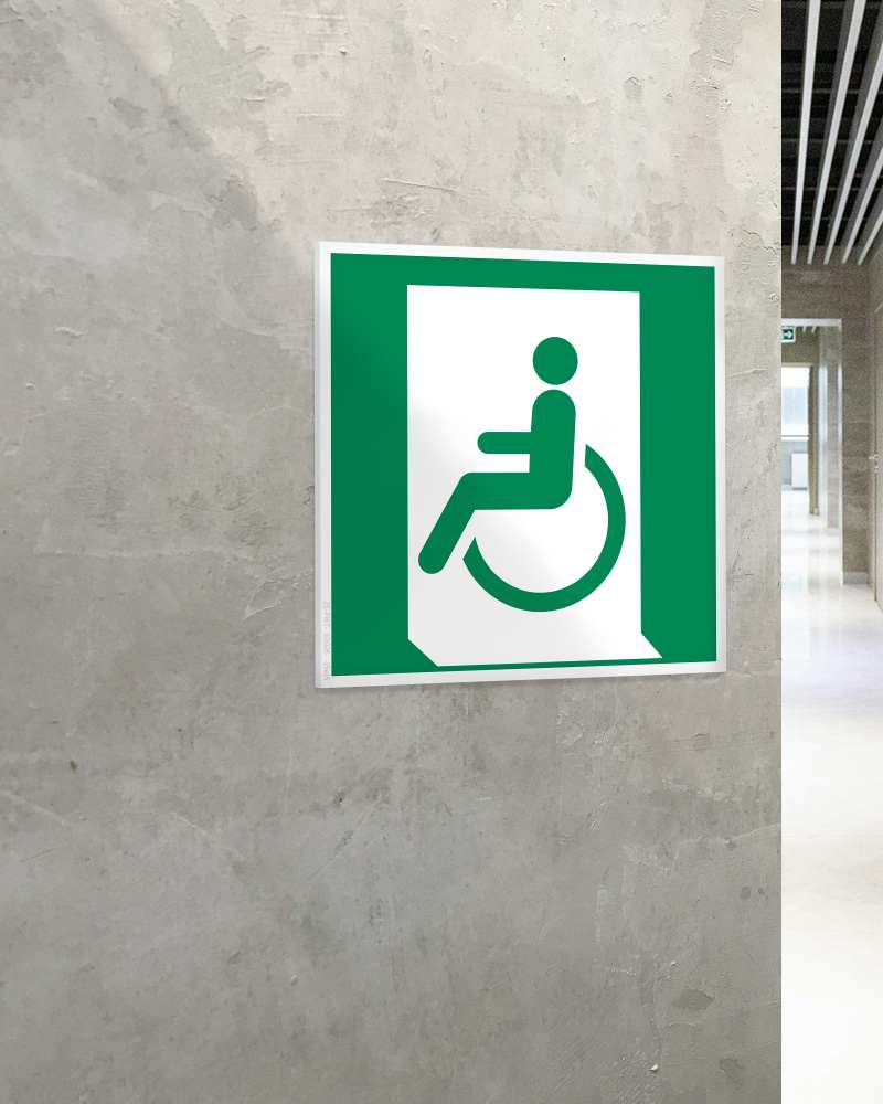 Stickershop - Izlaz levo za evakuaciju za invalide – ISO E026